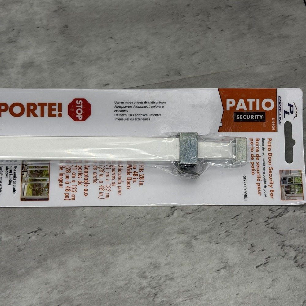 Defender Security U-9921 Sliding Patio Door Security Bar Lock 28"-48" White